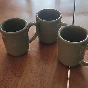 Longaberger Three 3 Sage Green Coffee Mugs